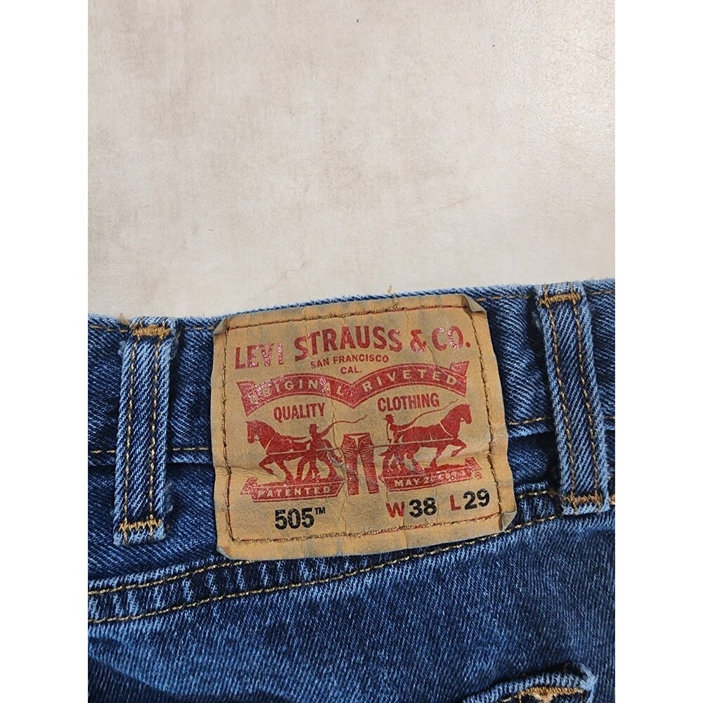 Levis 505 Jeans Mens 38x29 Blue Straight Leg Regular Fit Zip Fly PC9-00505-4891